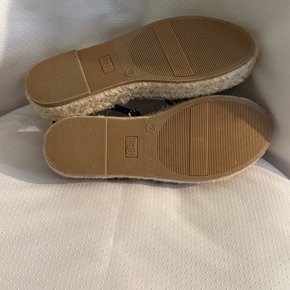 Time and Tru Blue White Espadrille Ankle‎ Strap Women’s Size 7 Memory Foam New - Picture 5 of 8